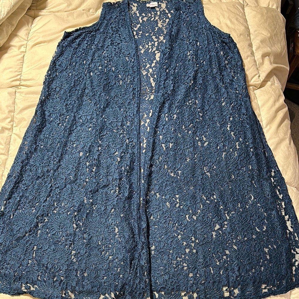 Blue Lace Open Cardigan